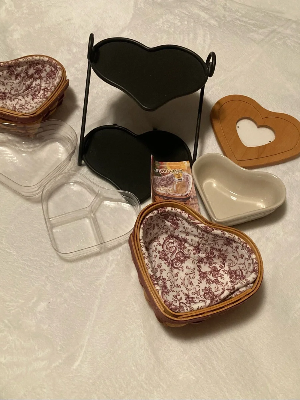 9 pcs Longaberger Sweet Heart Collection Set -